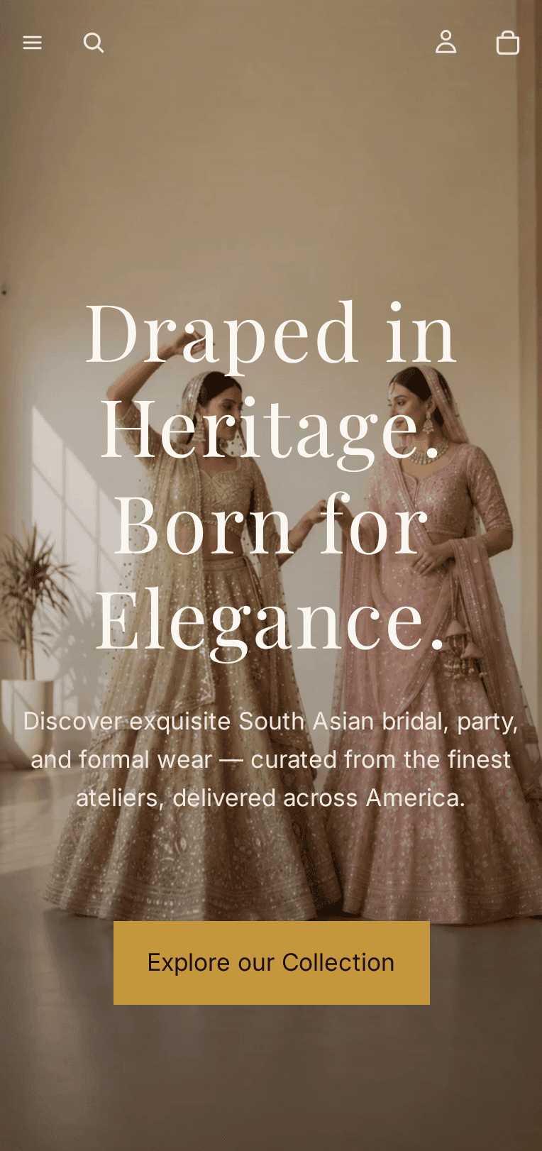 Shagufta Styles storefront on mobile, showing the responsive collection layout.